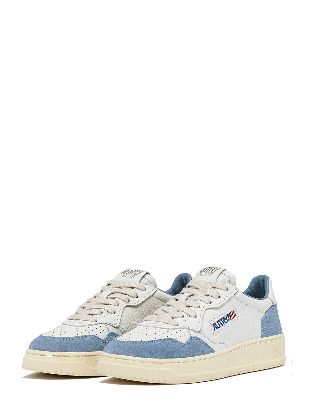 Medalist Low Sneakers In Leather and Suede (White/Light Blue) (Women)