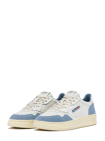 Medalist Low Sneakers In Leather and Suede (White/Light Blue) (Women)
