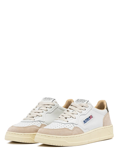 Medalist Low Sneakers In Leather Suede (White/Covert Green) (Women)