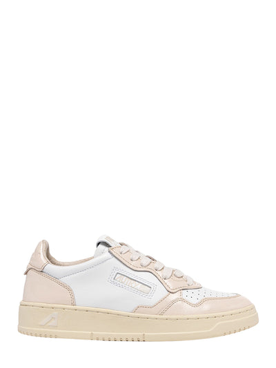 Medalist Low Sneakers (Women) (White Leather and Gold Lurex)