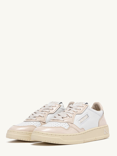 Medalist Low Sneakers (Women) (White Leather and Gold Lurex)