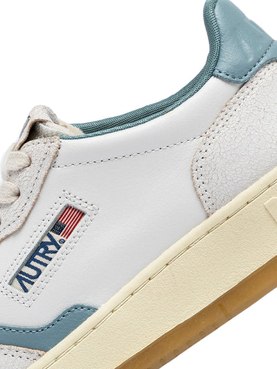 Medalist Low Sneakers In Leather And Mesh (White/Silver Blue) (Women)