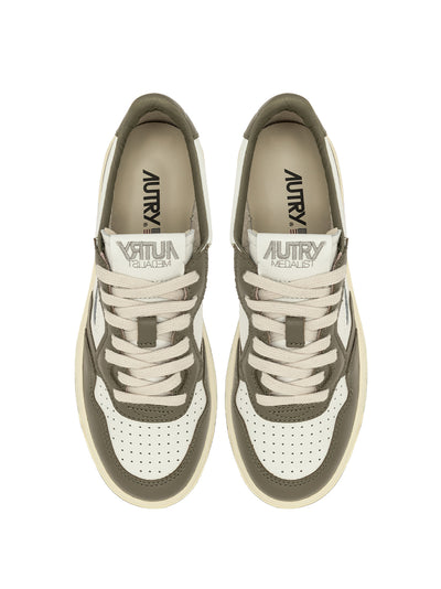 Medalist Low Sneakers In Leather (White/Covert Green) (Women)