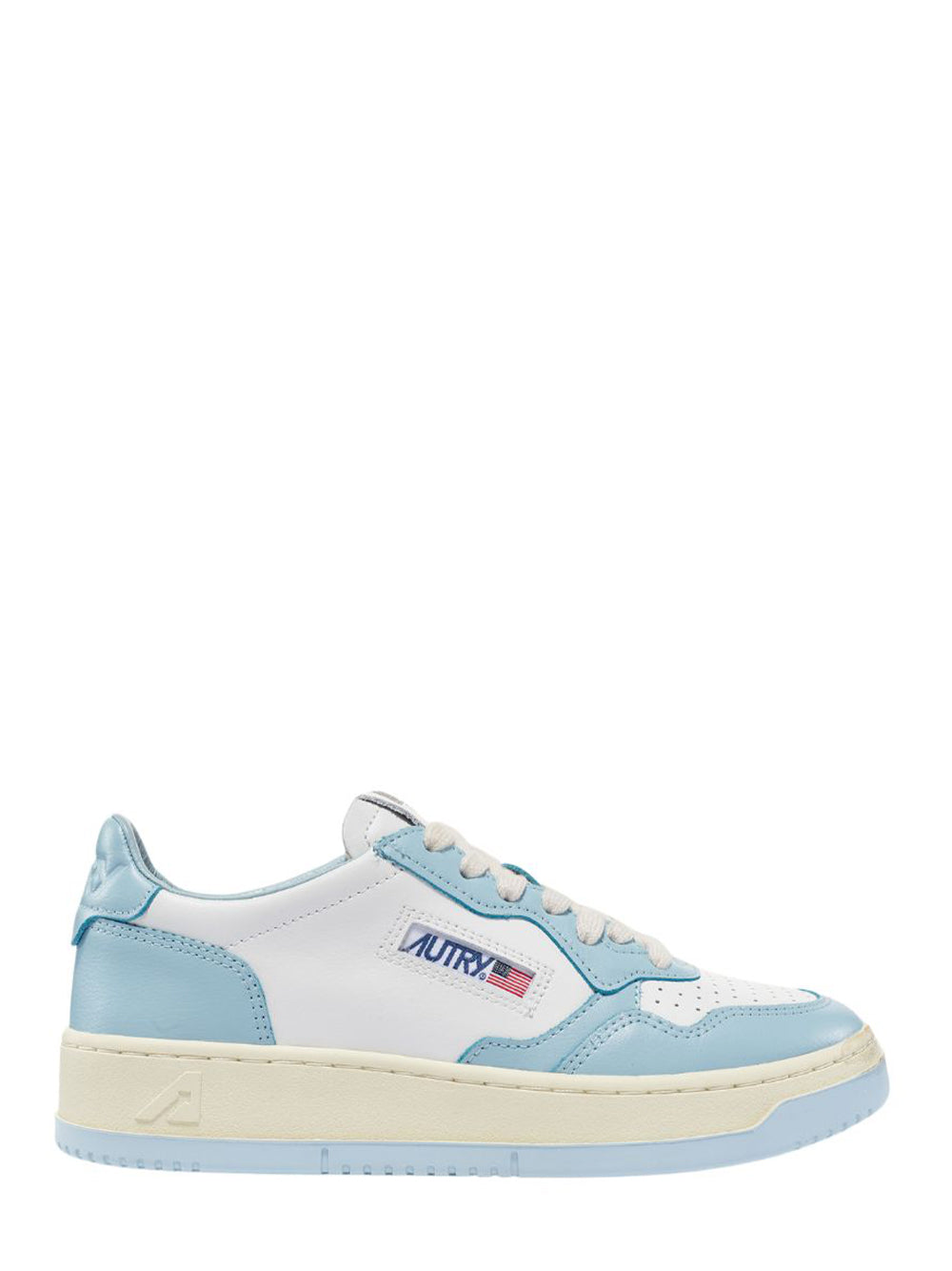Medalist Low Bi-Color Leather Sneakers (White And Light Blue) (Women)