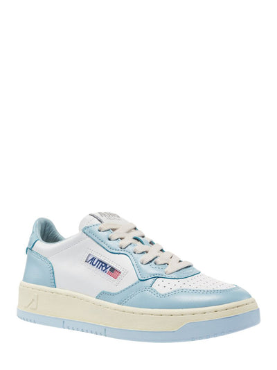 Medalist Low Bi-Color Leather Sneakers (White And Light Blue) (Women)