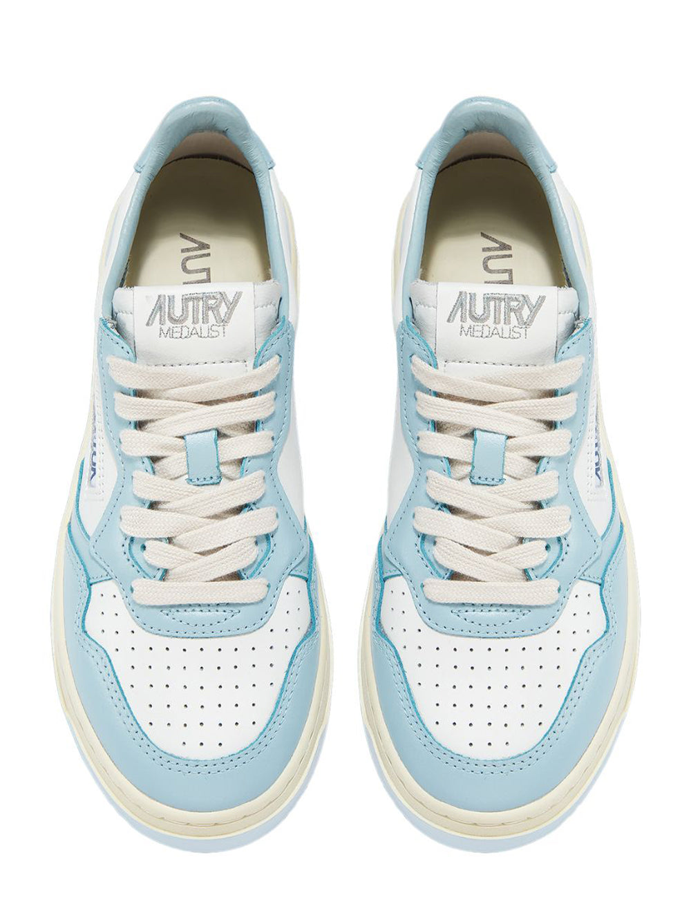 Medalist Low Bi-Color Leather Sneakers (White And Light Blue) (Women)