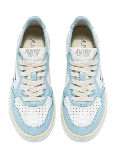 Medalist Low Bi-Color Leather Sneakers (White And Light Blue) (Women)