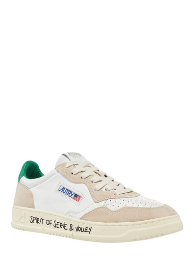 Medalist Low Sneakers In Leather And Suede (White And Green) (Women)