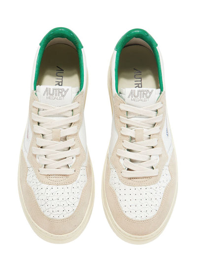 Medalist Low Sneakers In Leather And Suede (White And Green) (Women)