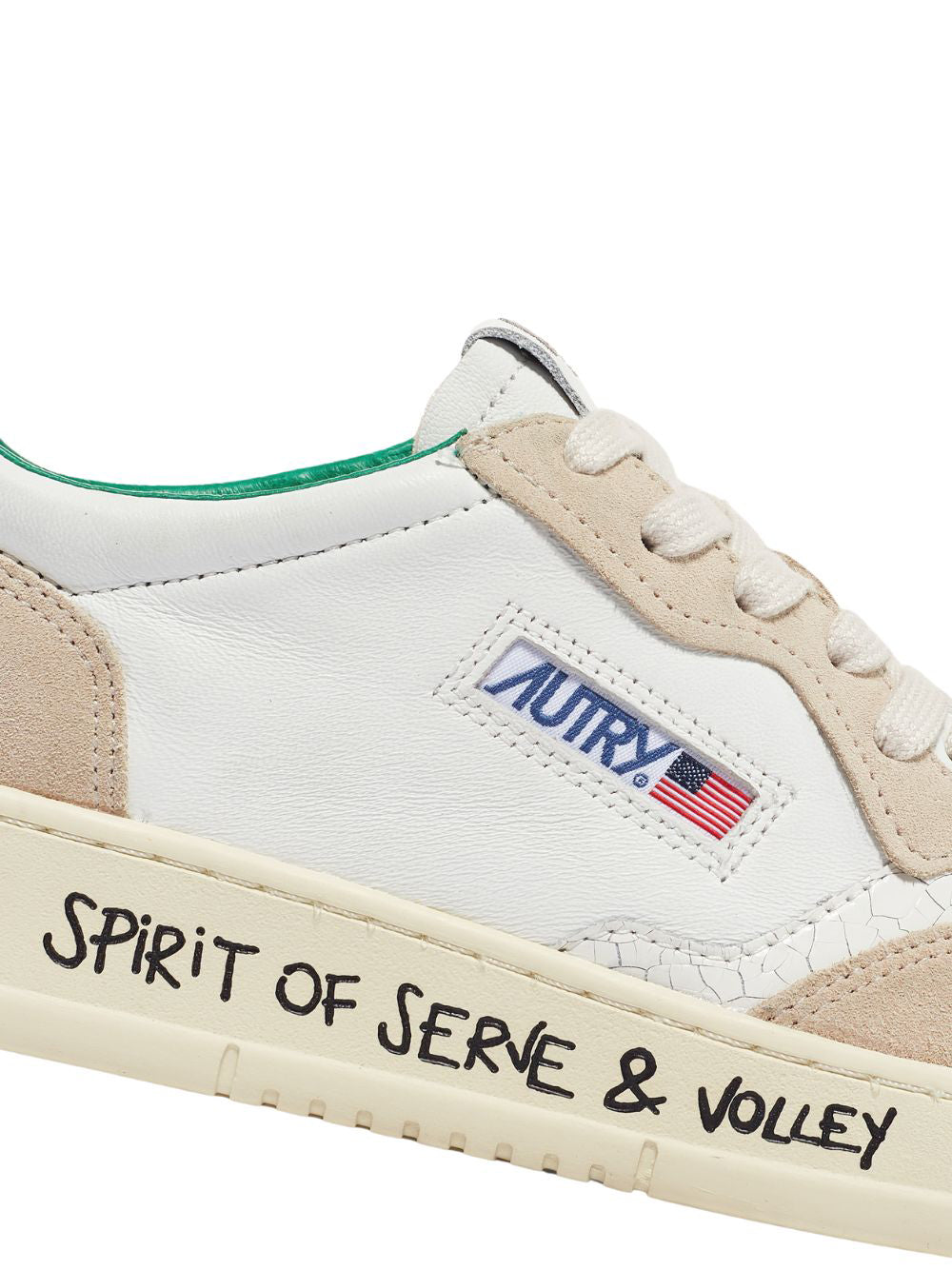 Medalist Low Sneakers In Leather And Suede (White And Green) (Women)