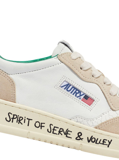 Medalist Low Sneakers In Leather And Suede (White And Green) (Women)