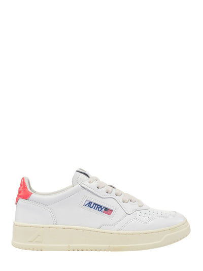 Medalist Low Sneakers In Leather Color (White And Fluorescent Pink) (Women)