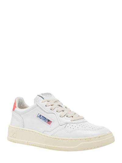 Medalist Low Sneakers In Leather Color (White And Fluorescent Pink) (Women)