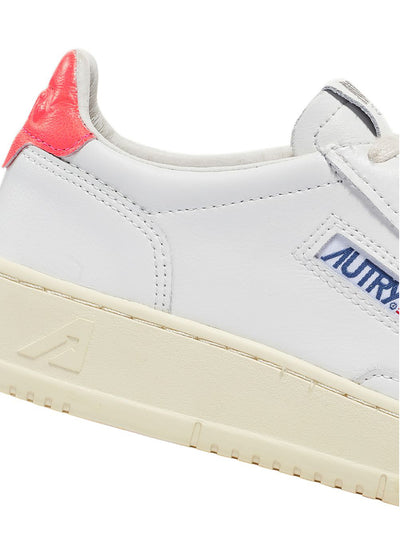 Medalist Low Sneakers In Leather Color (White And Fluorescent Pink) (Women)