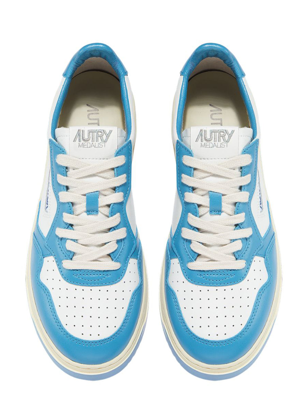 Medalist Low Sneakers In Two-Tone Leather Color (White And Azure) (Men)