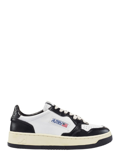 Medalist Low Sneakers In Two-Tone Leather Color White And Black (Men)