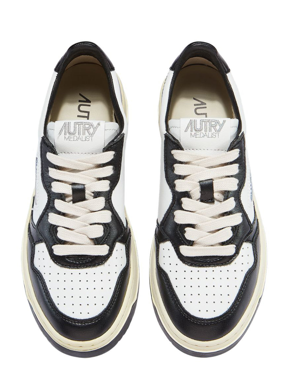 Medalist Low Sneakers In Two-Tone Leather Color White And Black (Men)