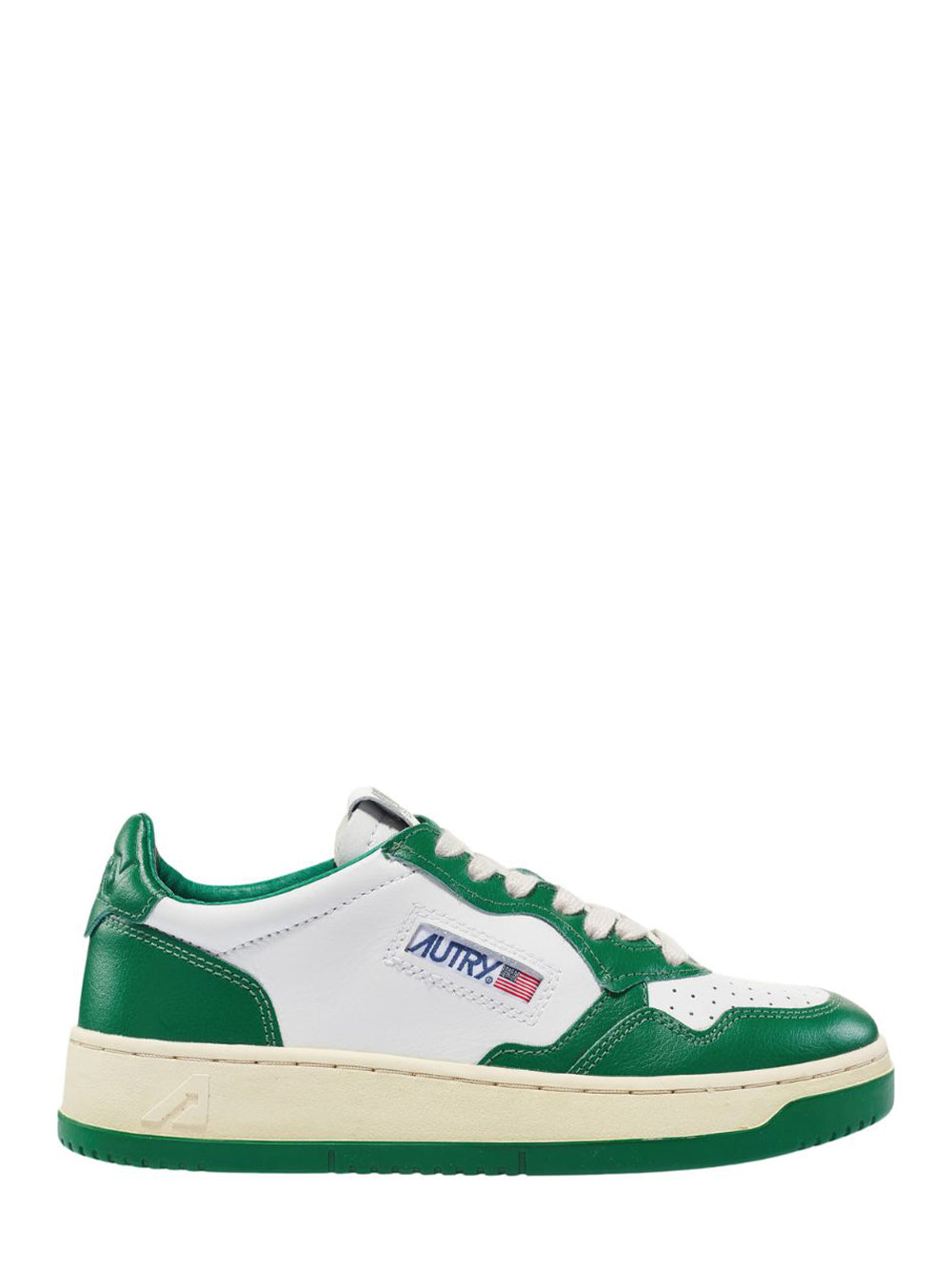 Medalist Low Sneakers In Two-Tone Leather (White And Green) (Women)