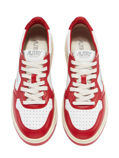 Medalist Low Sneakers In Two-Tone Leather Color (White And Red) (Men)
