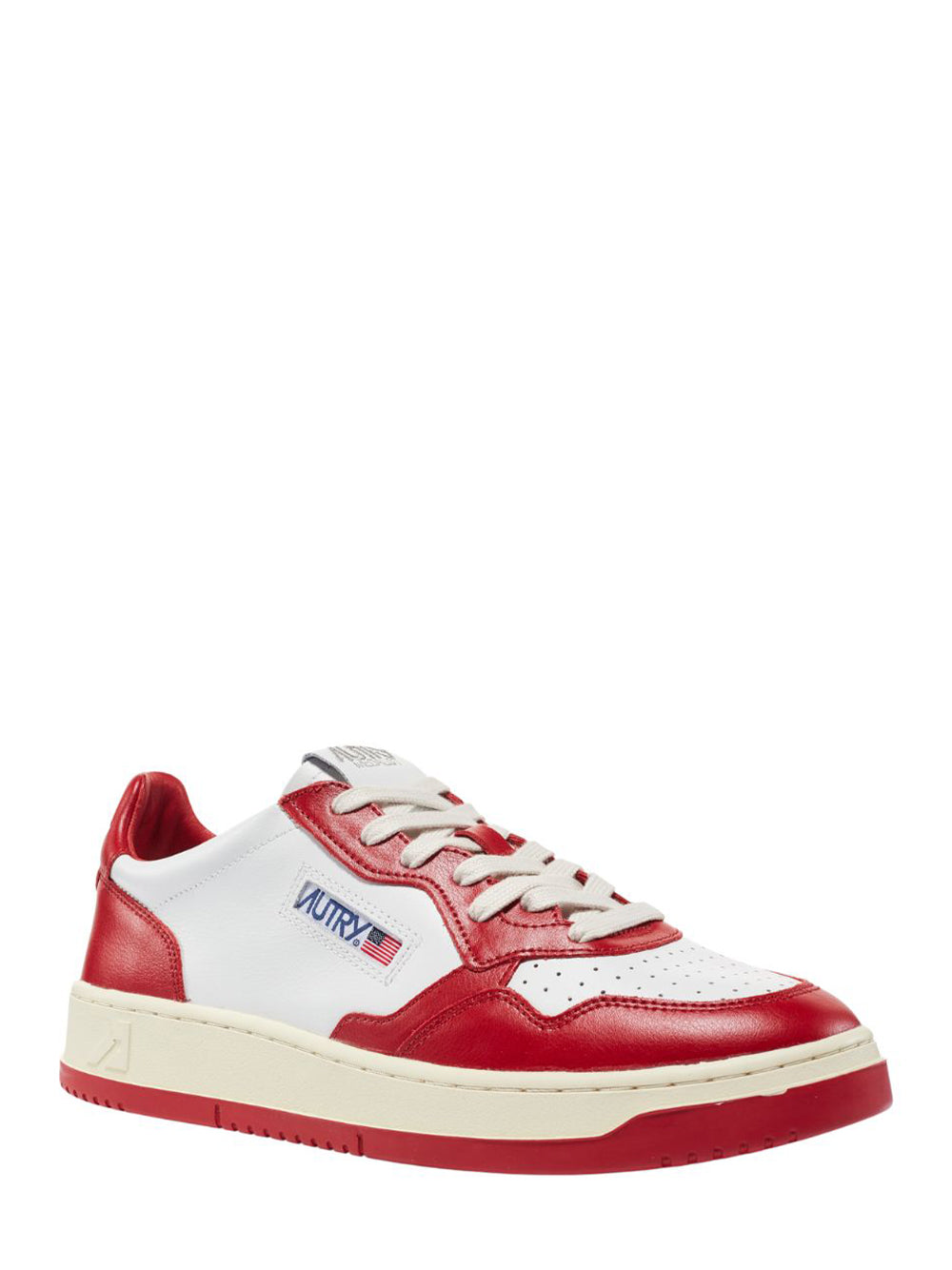 Medalist Low Sneakers In Two-Tone Leather (White And Red) (Women)