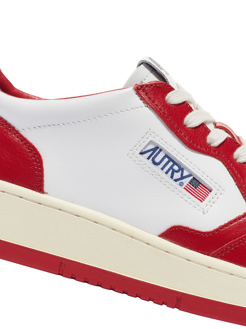 Medalist Low Sneakers In Two-Tone Leather (White And Red) (Women)