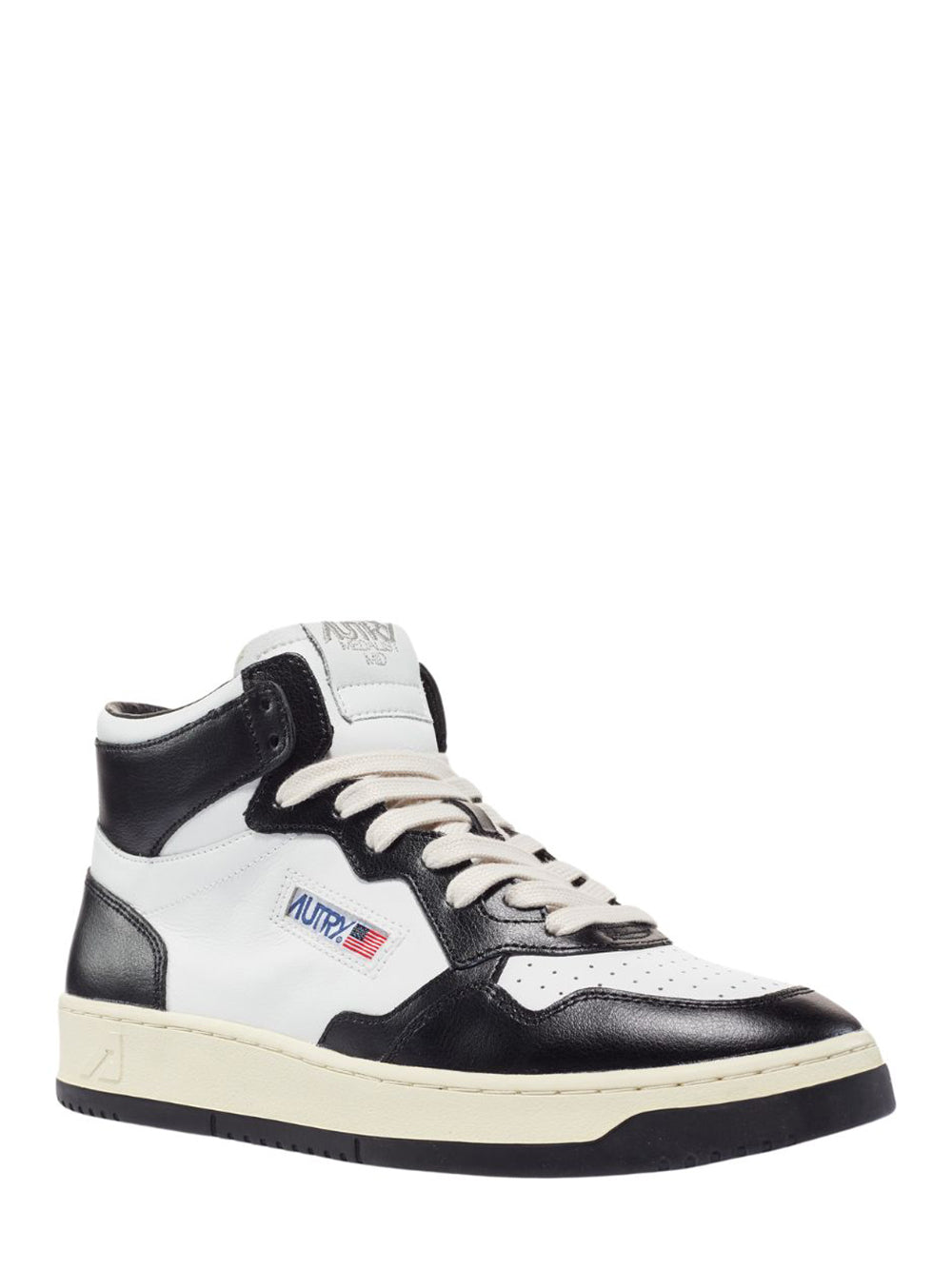Medalist Two-Tone Leather Mid Sneakers (White And Black) (Men)