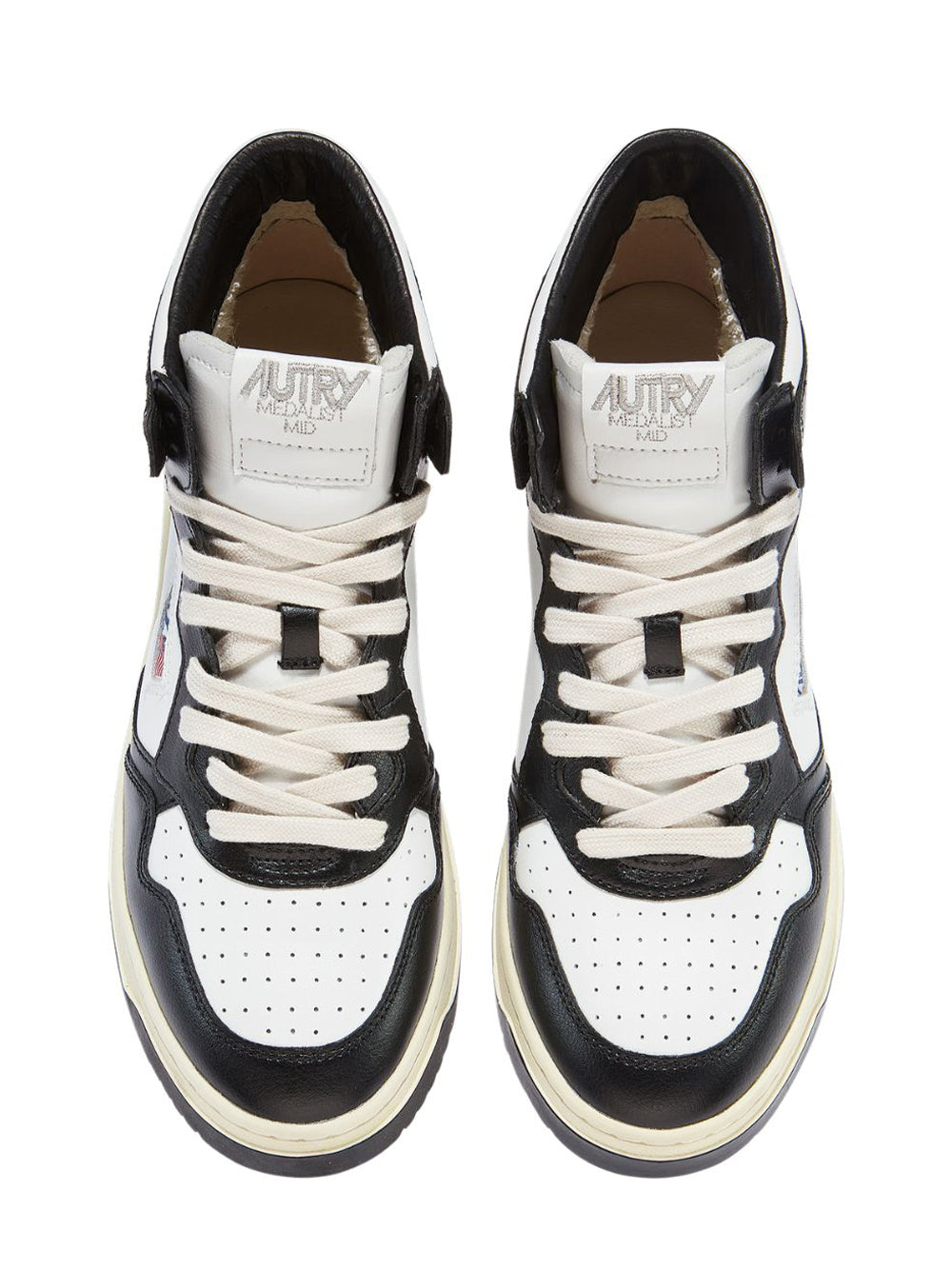 Medalist Mid Sneakers In Two-Tone Leather (White And Black) (Women)