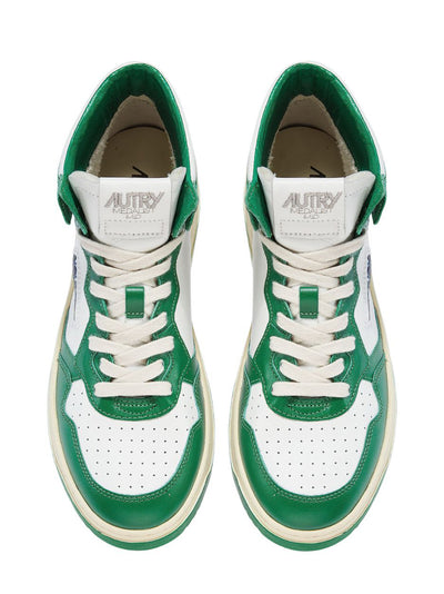 Medalist Mid Sneakers In Two-Tone Leather Color (White And Green) (Men)
