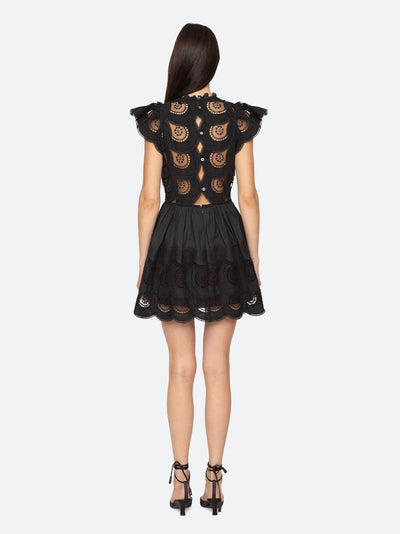 Drea Embroidery Flutter Sleeve Dress (D1) Black