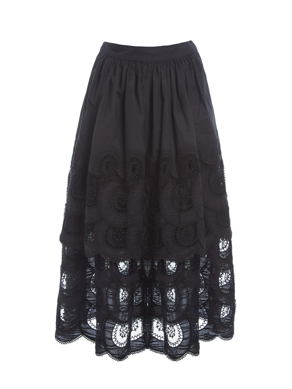 Drea Embroidery Tiered Skirt (D1) Black