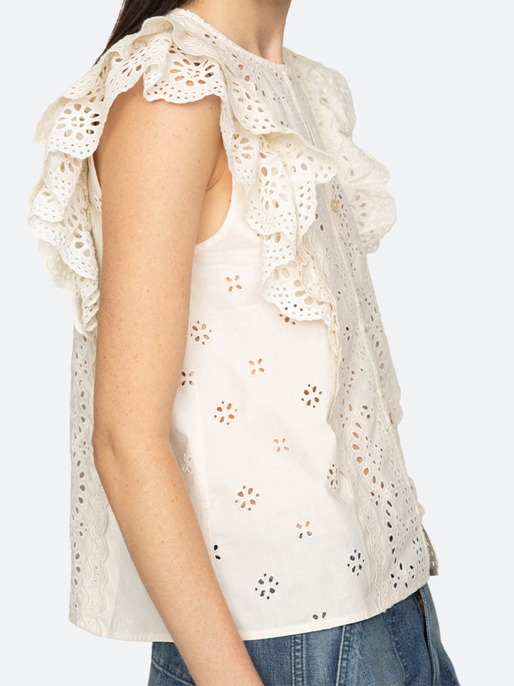 Lainey Embroidery Tank Top (D1) Cream