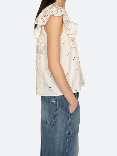 Lainey Embroidery Tank Top (D1) Cream