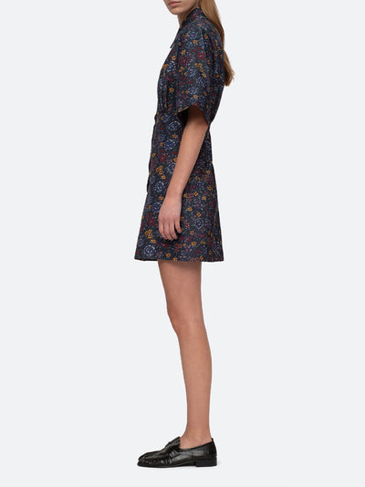 Constance Corduroy Print Short Sleeve Button Down Dress (D2) Multi