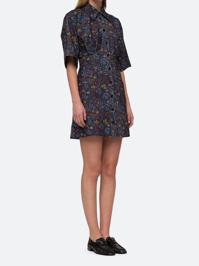 Constance Corduroy Print Short Sleeve Button Down Dress (D2) Multi