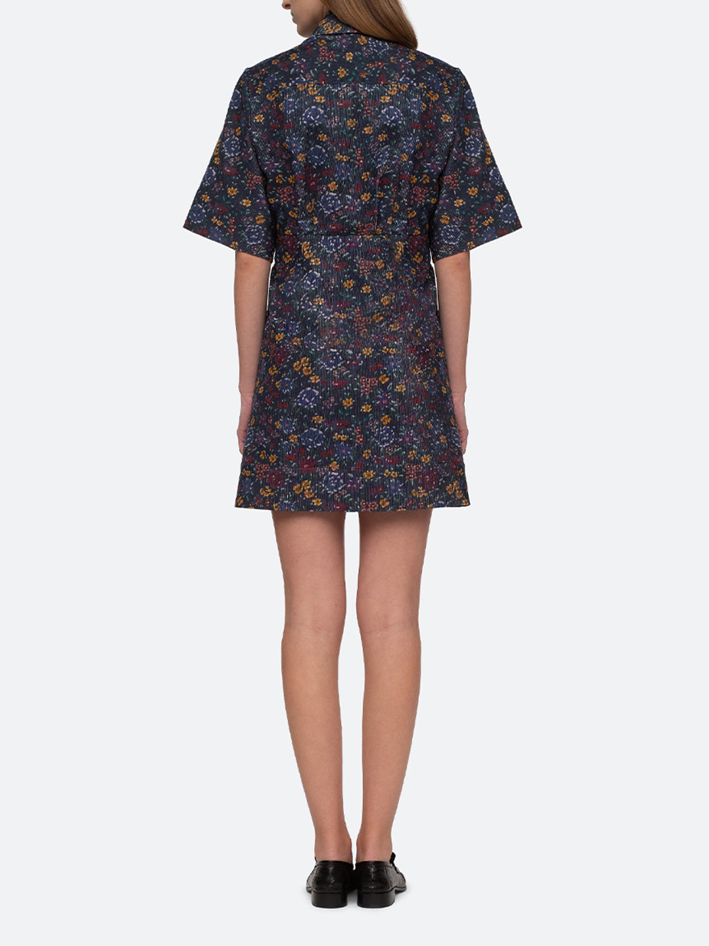 Constance Corduroy Print Short Sleeve Button Down Dress (D2) Multi