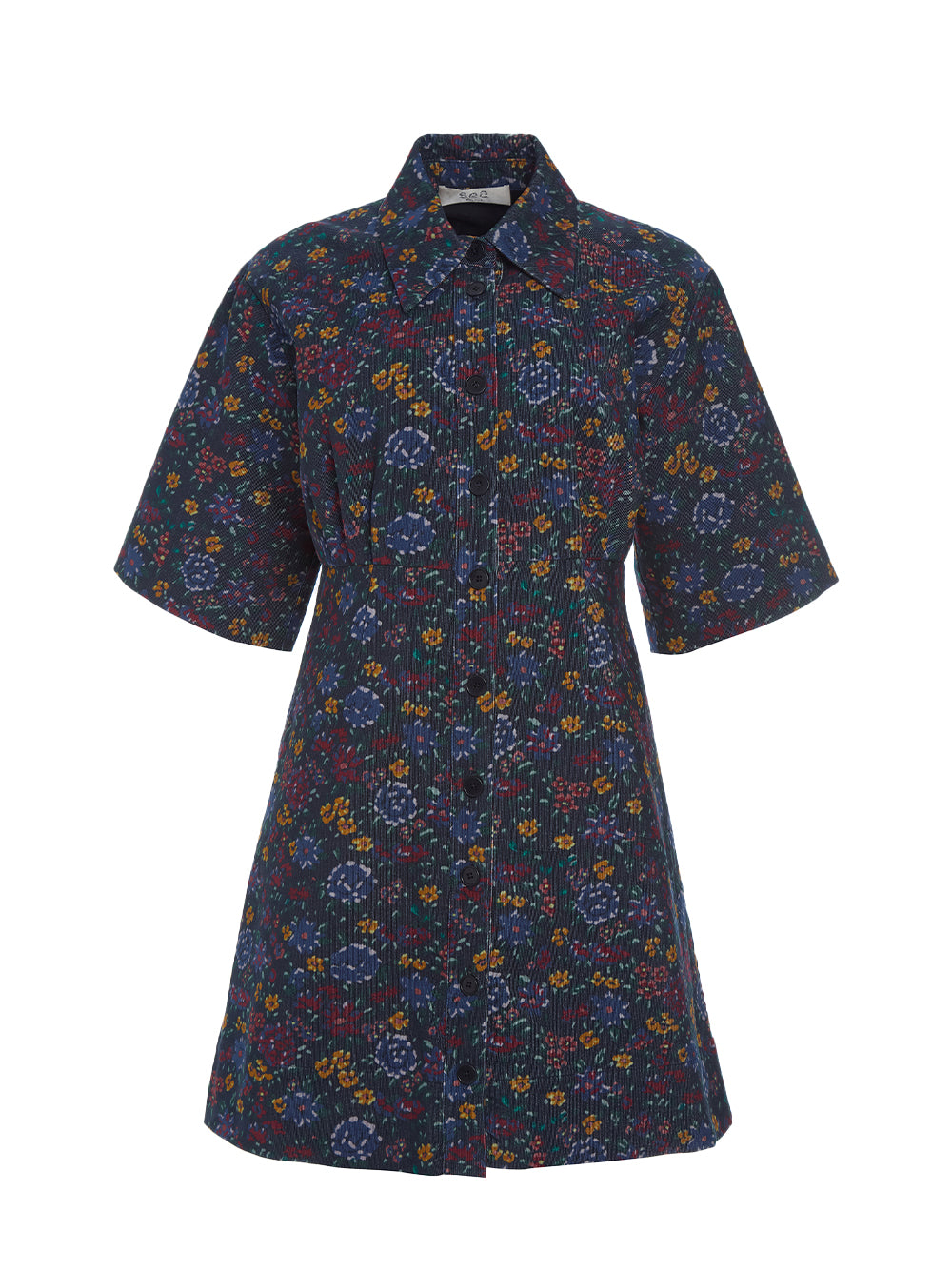 Constance Corduroy Print Short Sleeve Button Down Dress (D2) Multi