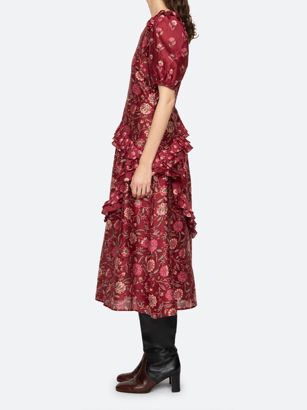 Famke Print Puff Sleeve Dress (D2) Magenta