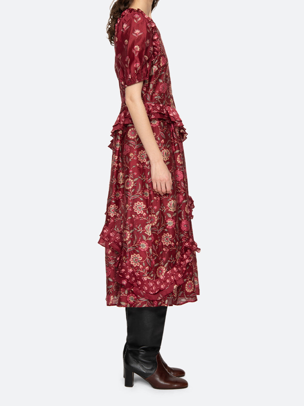 Famke Print Puff Sleeve Dress (D2) Magenta