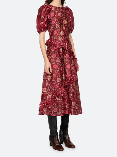 Famke Print Puff Sleeve Dress (D2) Magenta