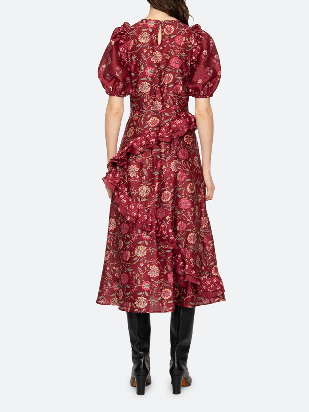 Famke Print Puff Sleeve Dress (D2) Magenta