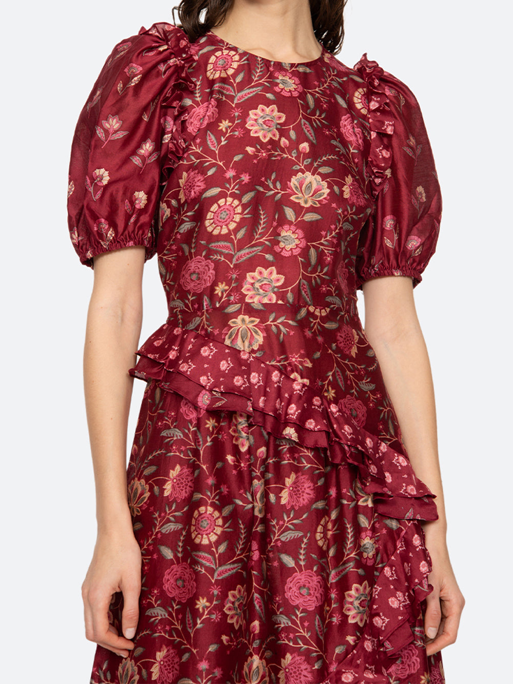 Famke Print Puff Sleeve Dress (D2) Magenta