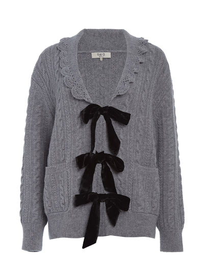 Mariella Knit Long Sleeve Cardigan (D2) Grey Grey