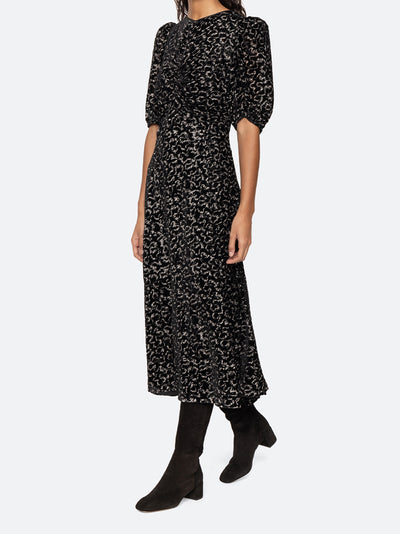 Sophia Burnout Velvet Puff Sleeve Dress (D2) Multi