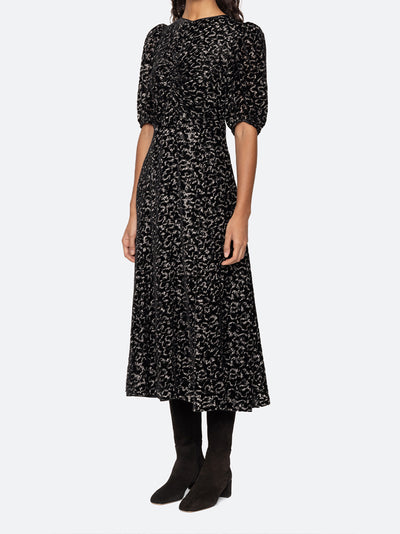 Sophia Burnout Velvet Puff Sleeve Dress (D2) Multi