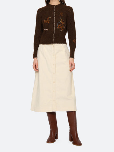 Martha Embroidery Cardigan (D2) Brown