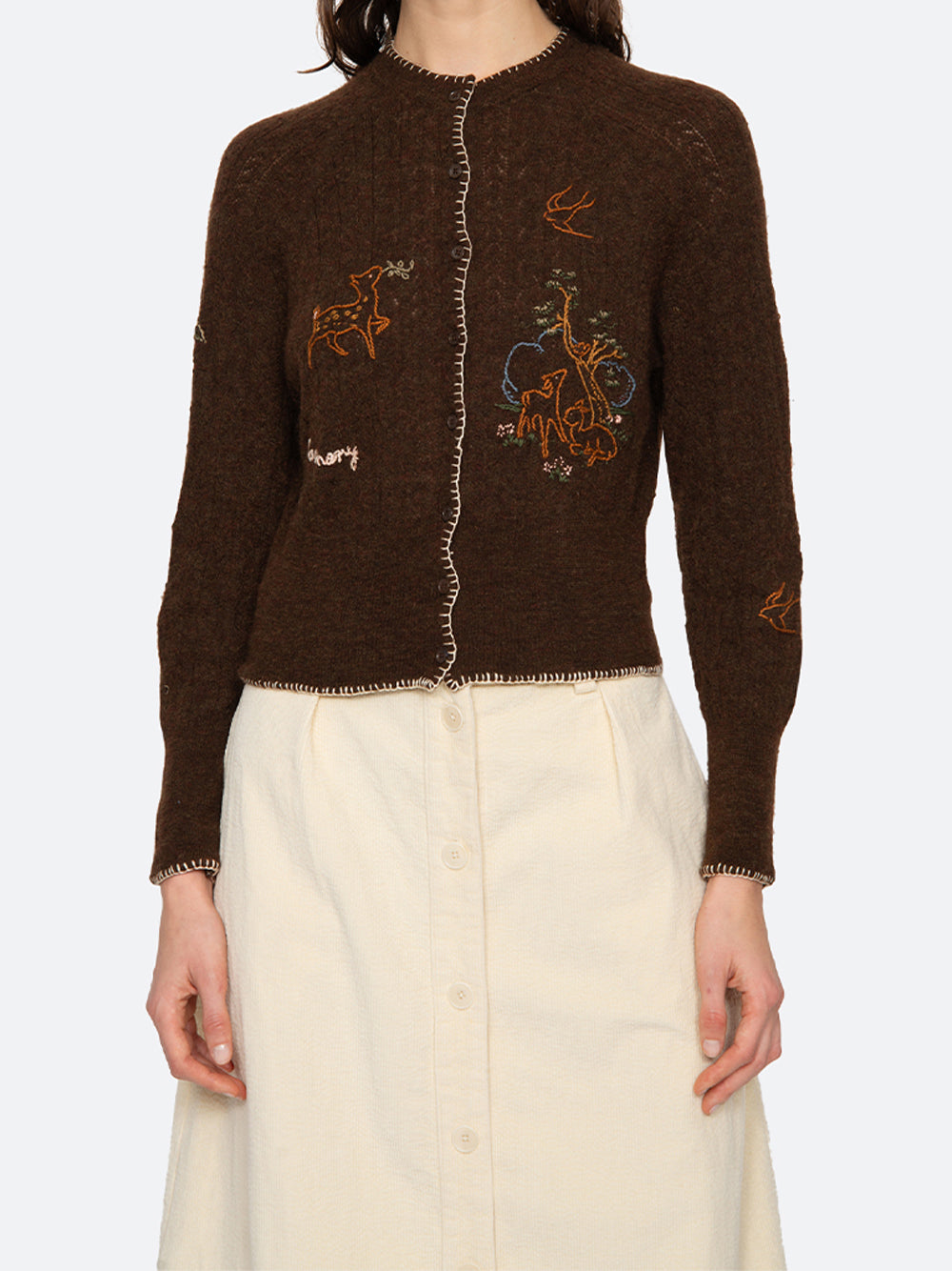 Martha Embroidery Cardigan (D2) Brown