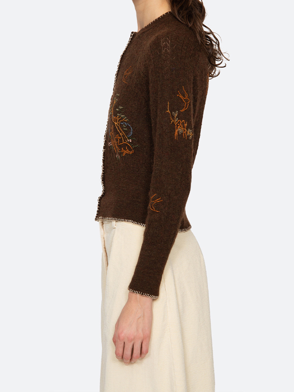 Martha Embroidery Cardigan (D2) Brown