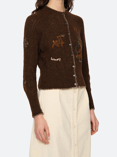 Martha Embroidery Cardigan (D2) Brown