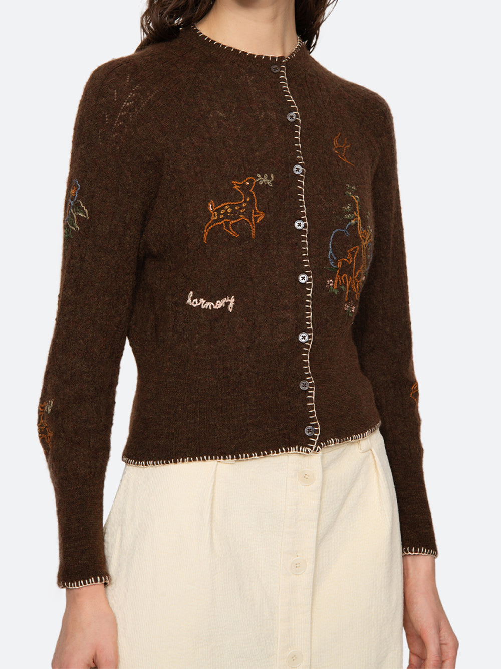 Martha Embroidery Cardigan (D2) Brown