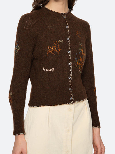 Martha Embroidery Cardigan (D2) Brown